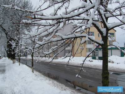 В Крупках прошел очередной снегопад.